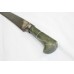 Dagger Knife Damascus Steel Blade Green Jade Stone Handle Silver Koftgiri D52